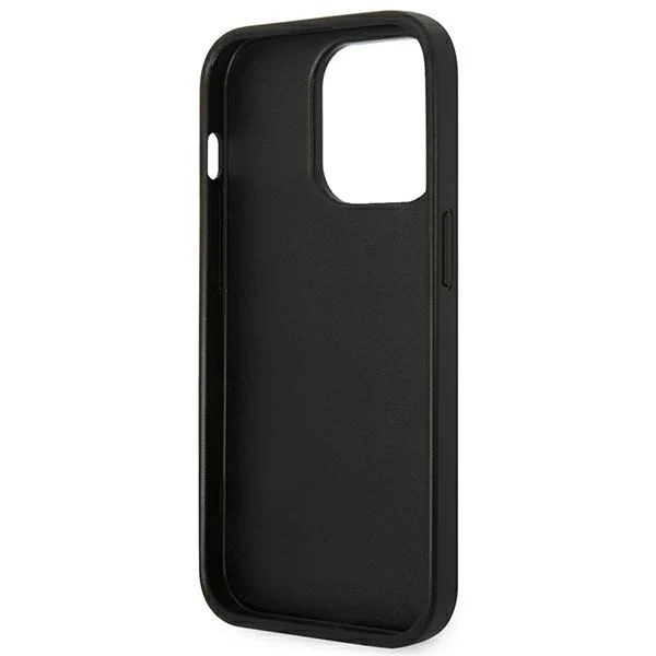Handyschutzhülle Karl Lagerfeld KLHCP14LSAPKHK für Apple iPhone 14 Pro 6.1" schwarz/schwarz Hardcase Saffiano Karl`s Head Patch
